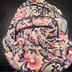Vera Bradley Navy Pink Floral Quilted Backpack